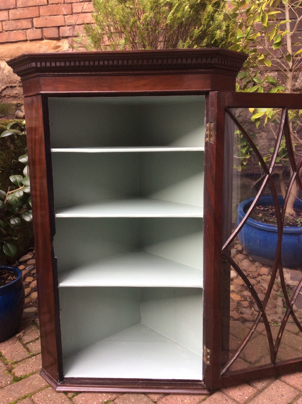 Georgian mahogany glazed corner cupboard  View II