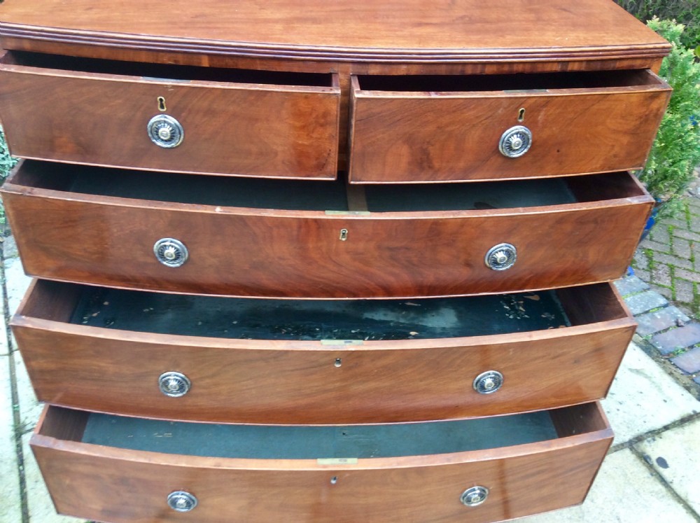 Mahogany bow fronted chest of drawers View II