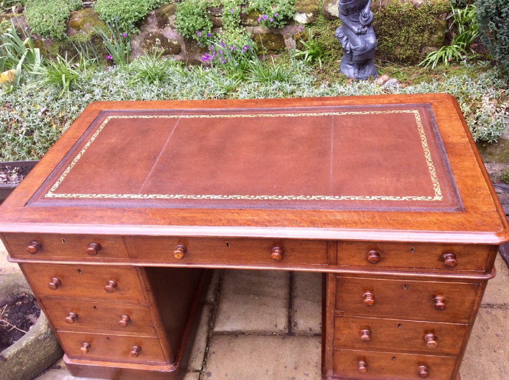Oak 54 inch pedestal desk View III