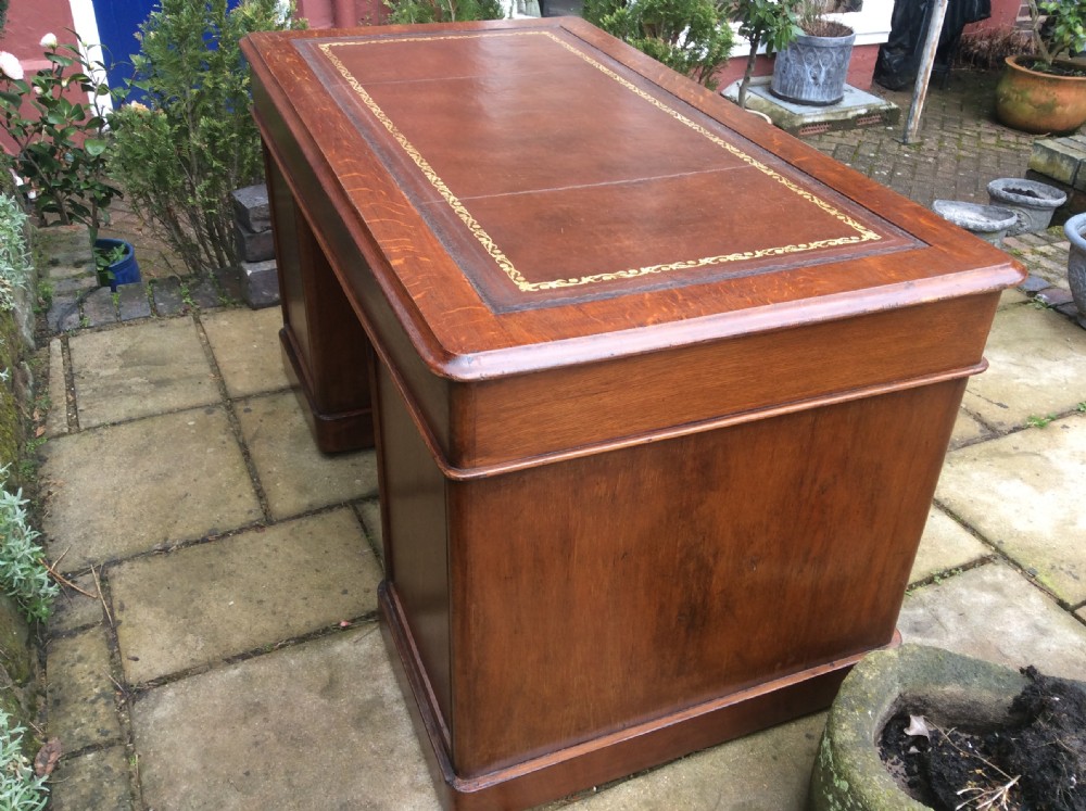Oak 54 inch pedestal desk View VII