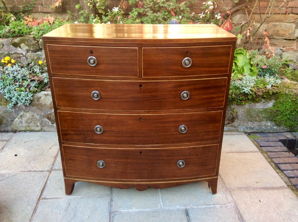 Regency mahogany bow front chest of drawers