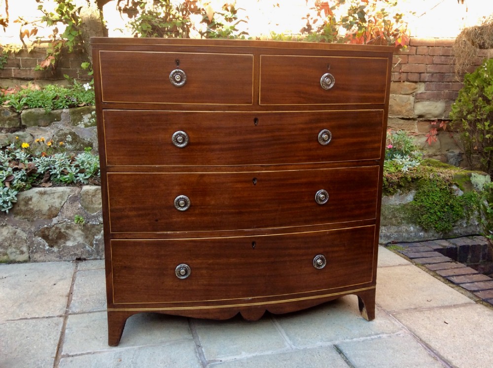 Regency mahogany bow front chest of drawers View III