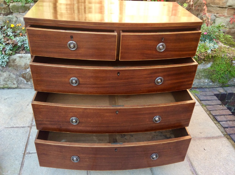 Regency mahogany bow front chest of drawers View V