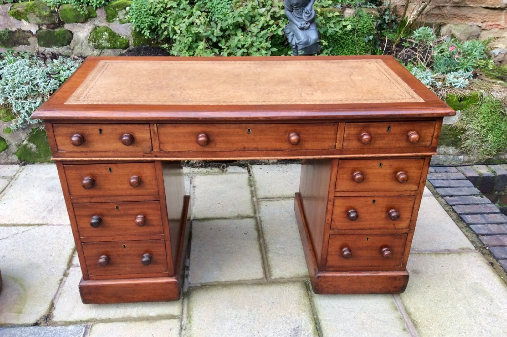 Victorian mahogany pedestal desk View VI