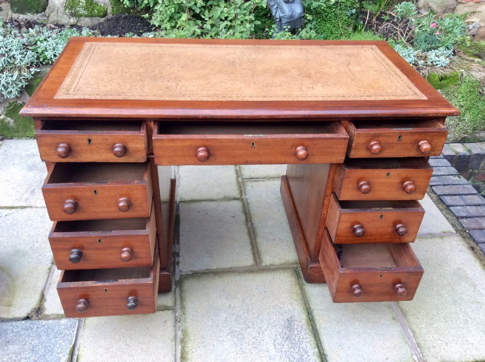 Victorian mahogany pedestal desk View VII
