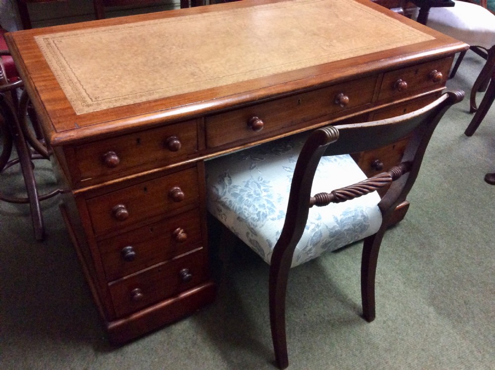 Victorian mahogany pedestal desk View VIII
