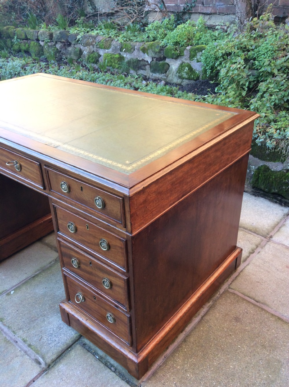 Victorian mahogany pedestal desk View VI