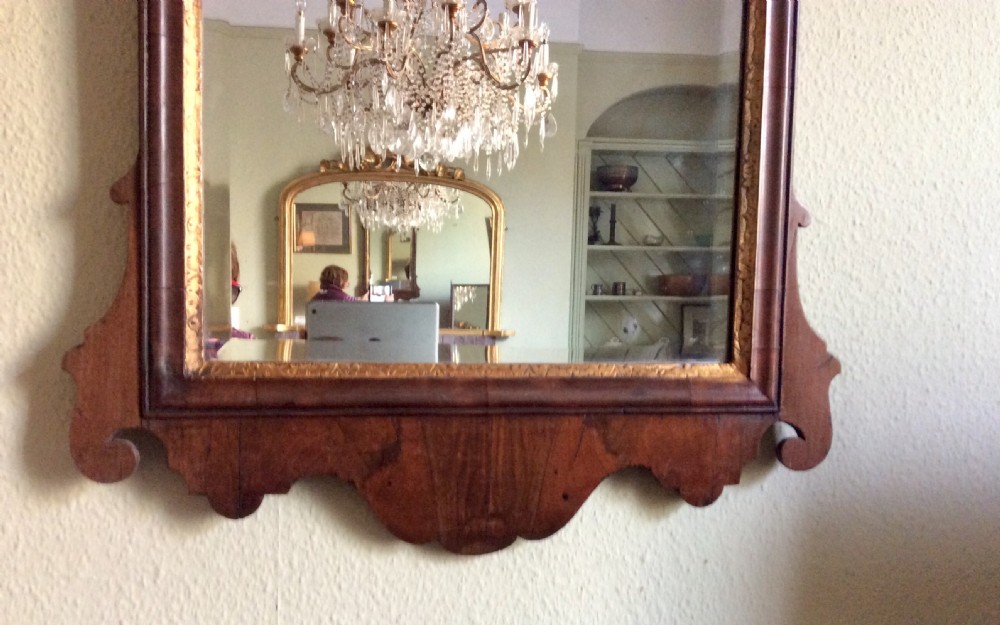 Large Georgian walnut fretwork mirror View II