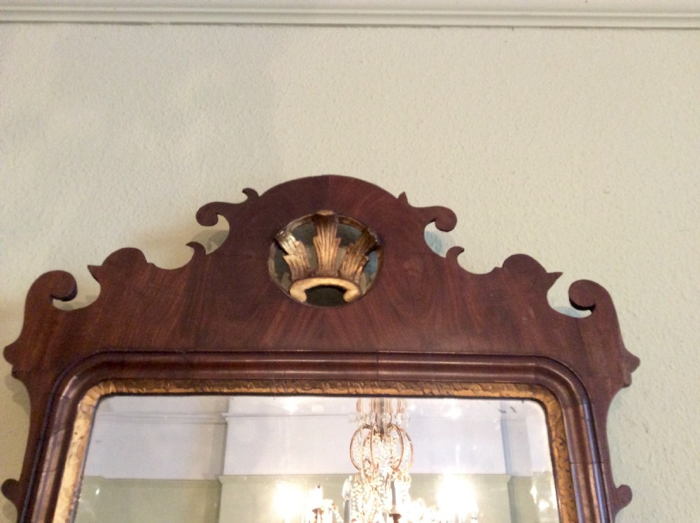 Large Georgian walnut fretwork mirror View III