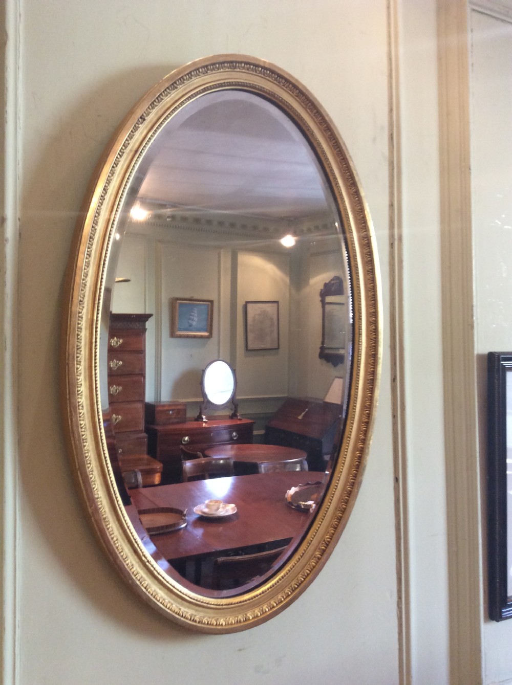 19th century Large oval gilt mirror View IV