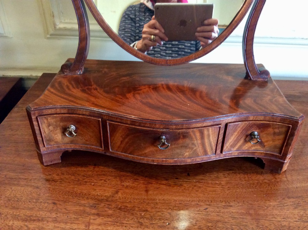 Georgian serpentine toilet or dressing table mirror View II