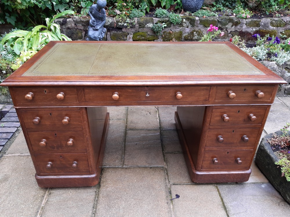 Large oak pedestal desk