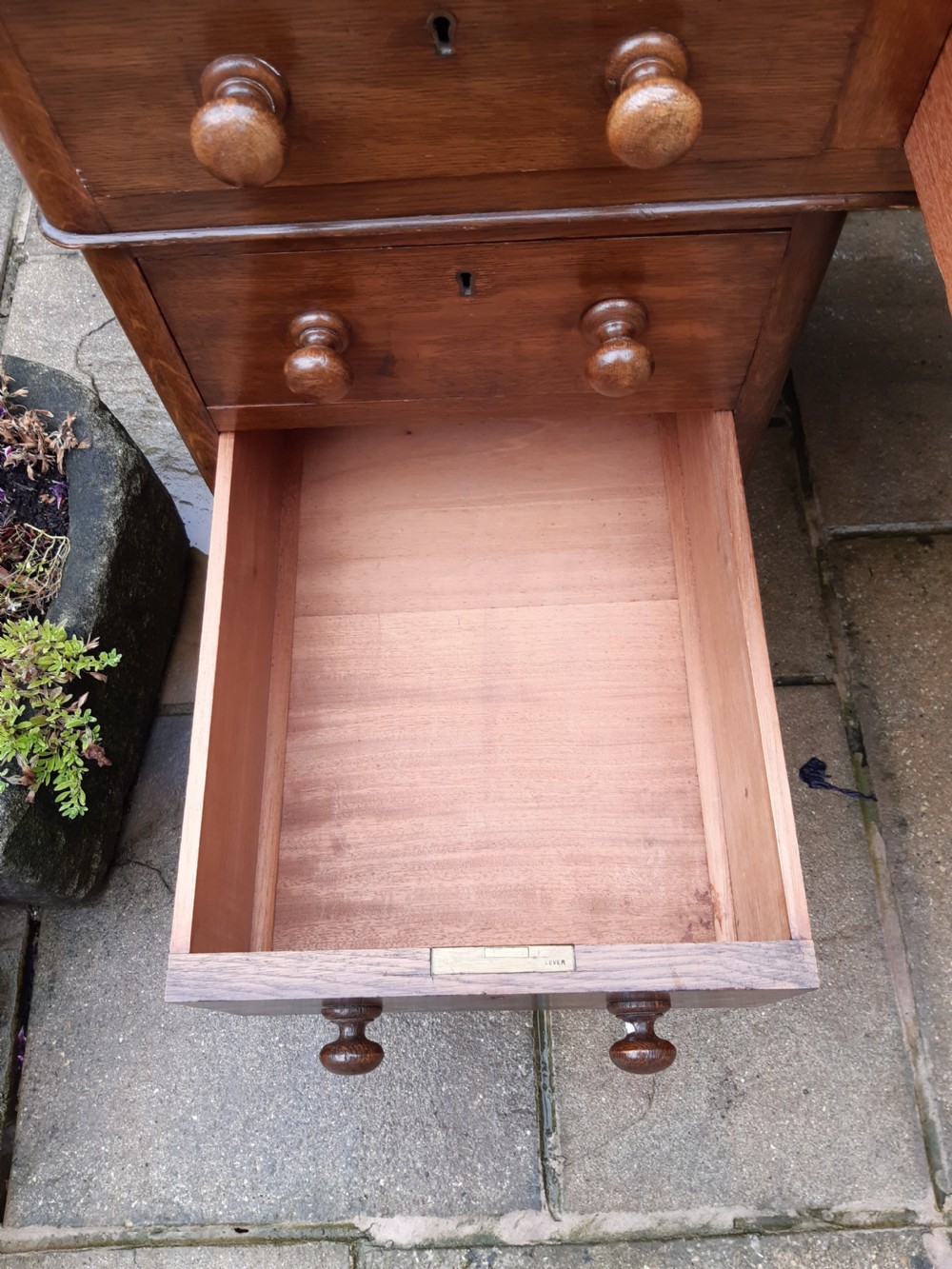 Large oak pedestal desk View III