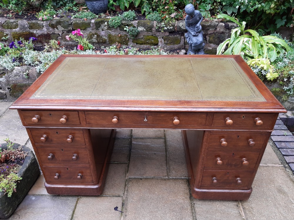 Large oak pedestal desk View XI