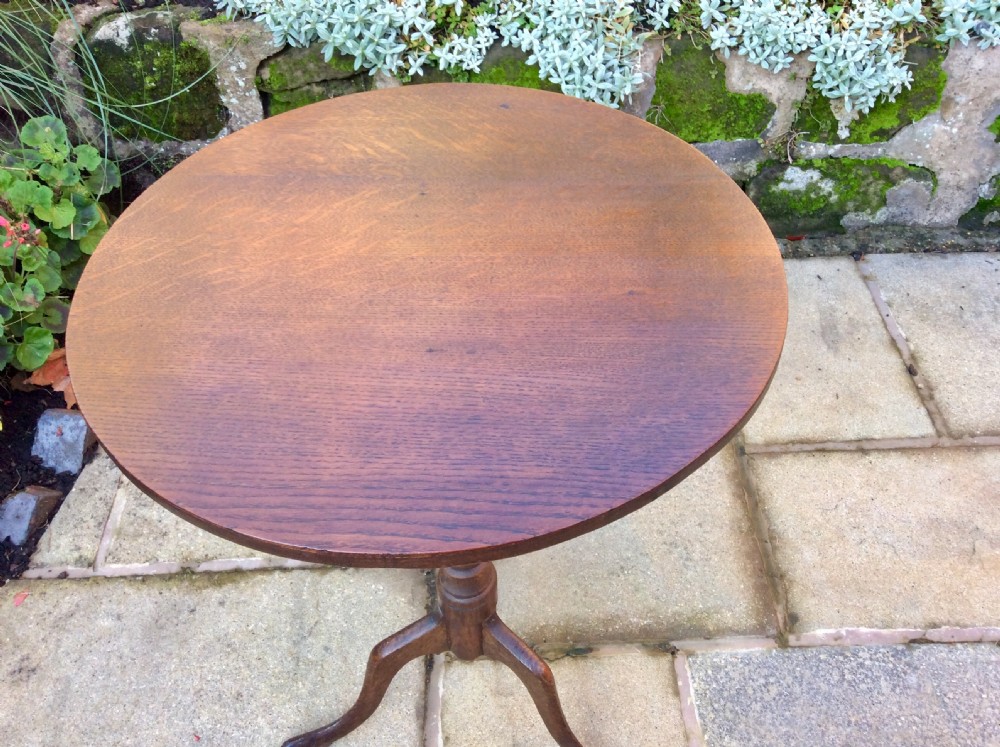 Small Oak tripod lamp or wine table View II