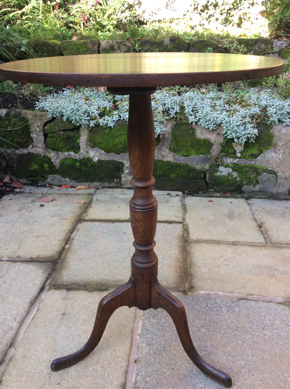 Small Oak tripod lamp or wine table View III