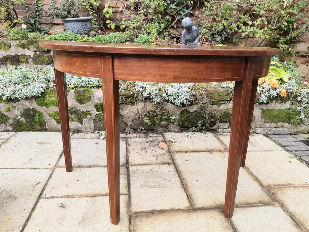Large Georgian mahogany demi lune console side table  View III