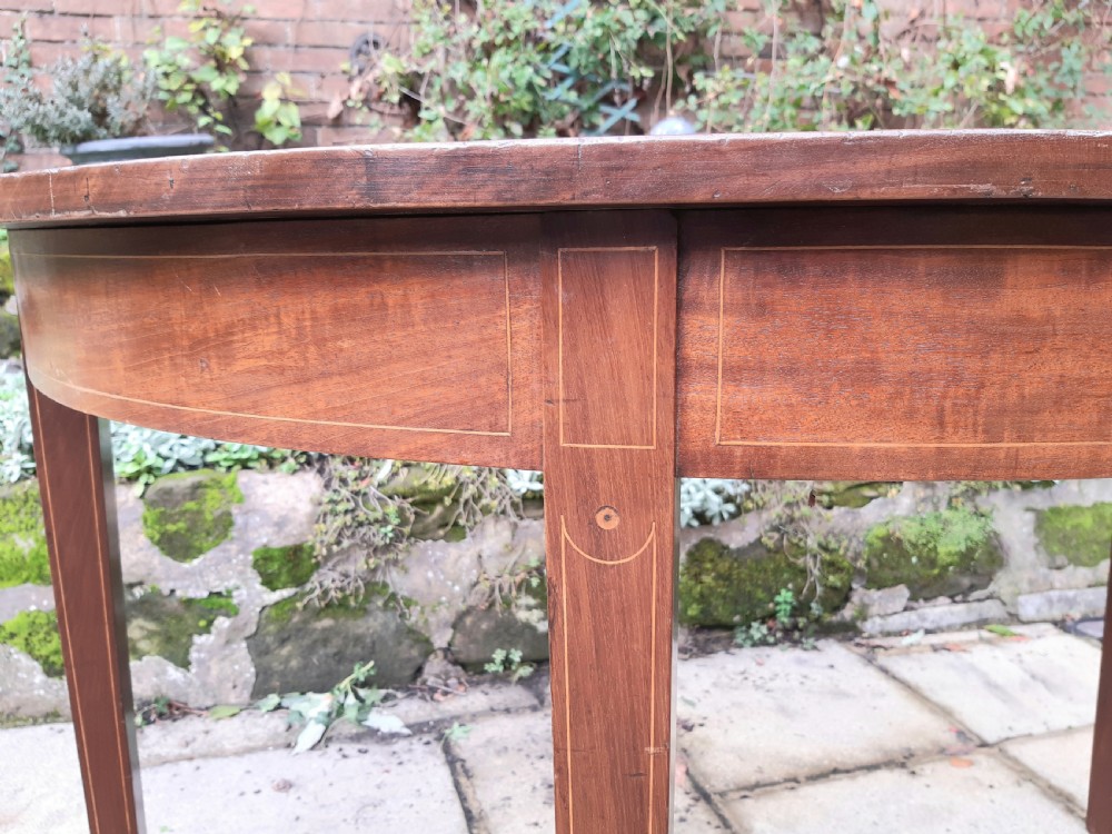 Large Georgian mahogany demi lune console side table  View IV