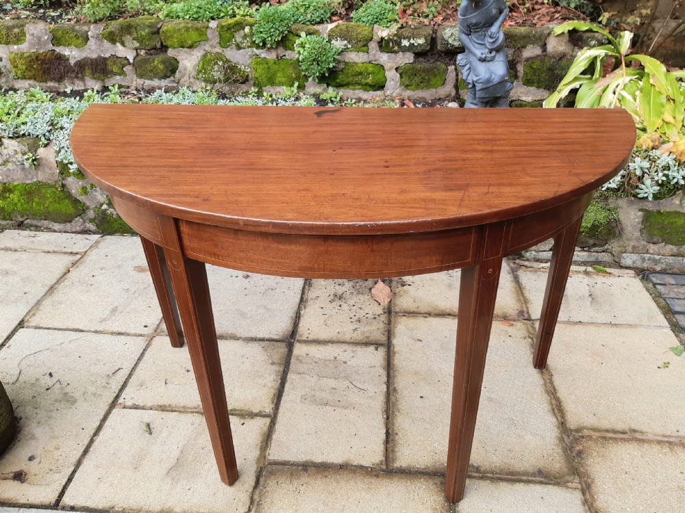 Large Georgian mahogany demi lune console side table  View V