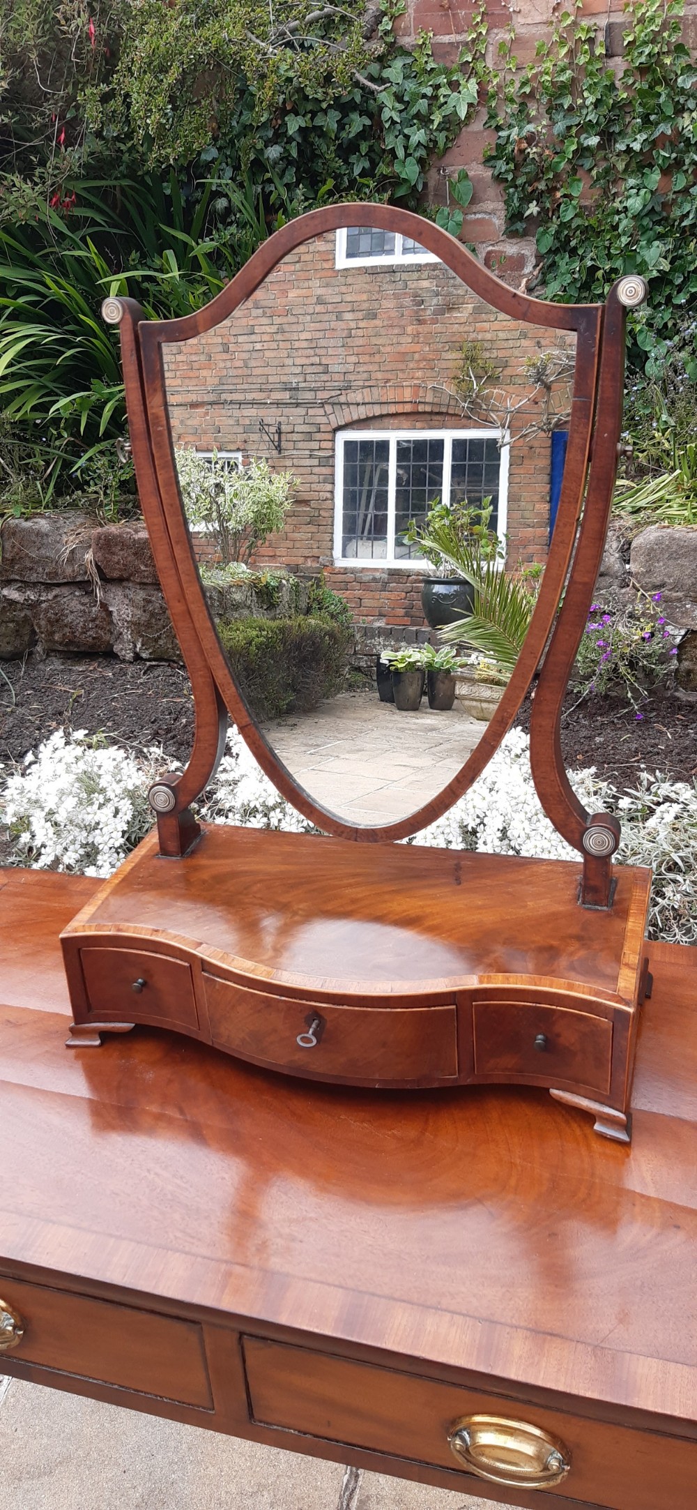 Georgian serpentine toilet mirror 