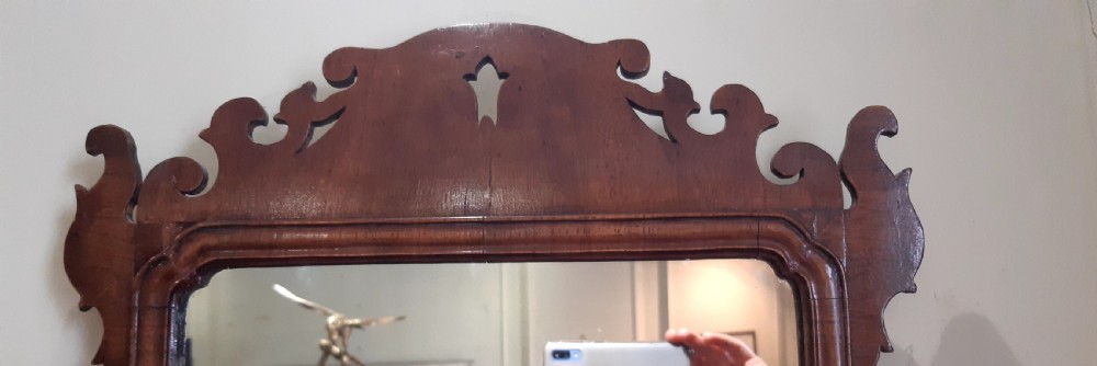 Georgian walnut fretwork wall mirror View IV