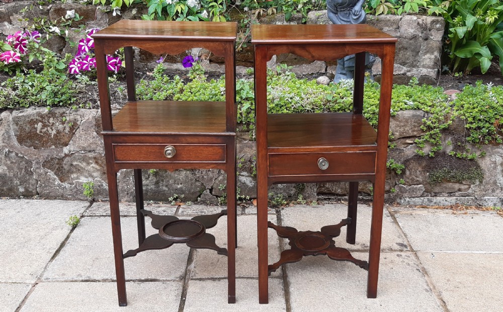 A matched pair of Georgian bedside tables  View II