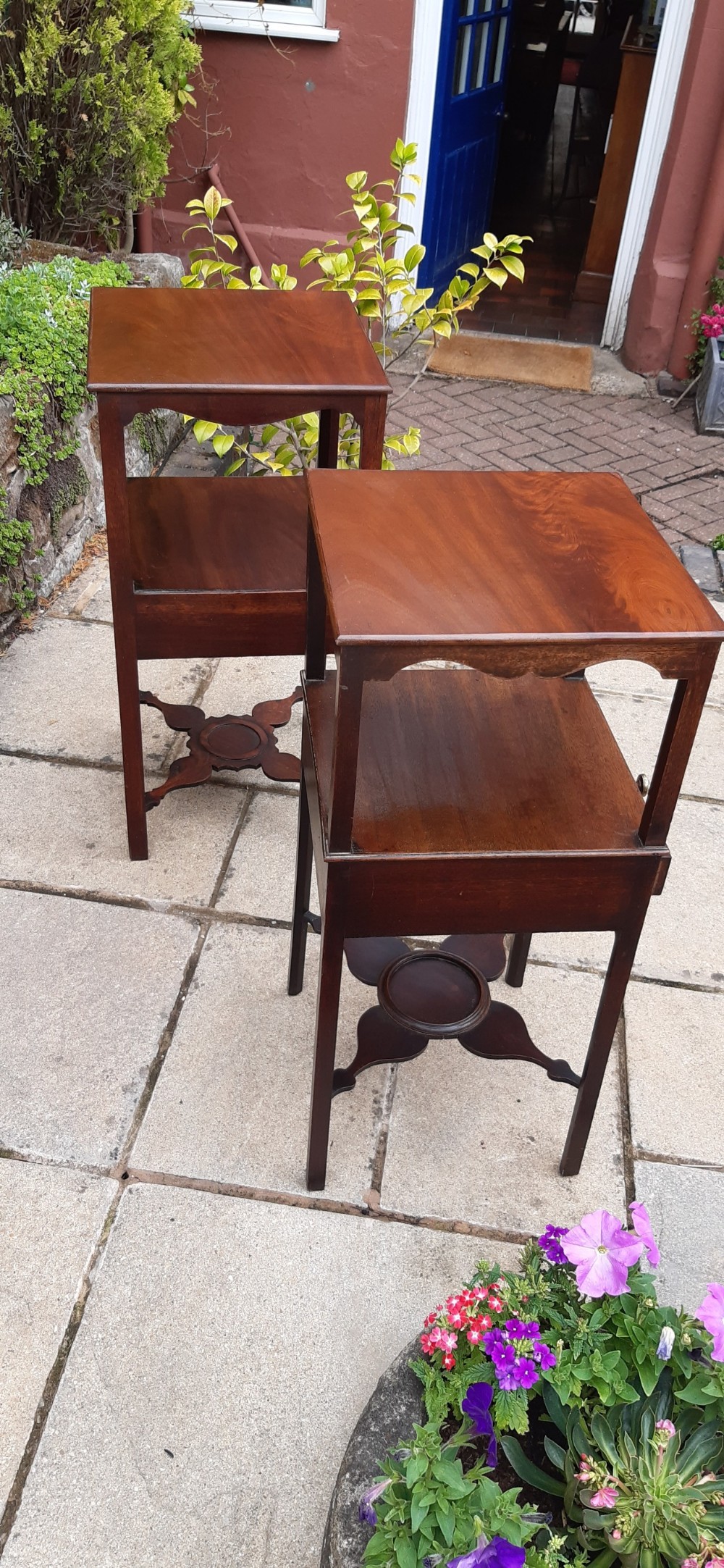 A matched pair of Georgian bedside tables  View V