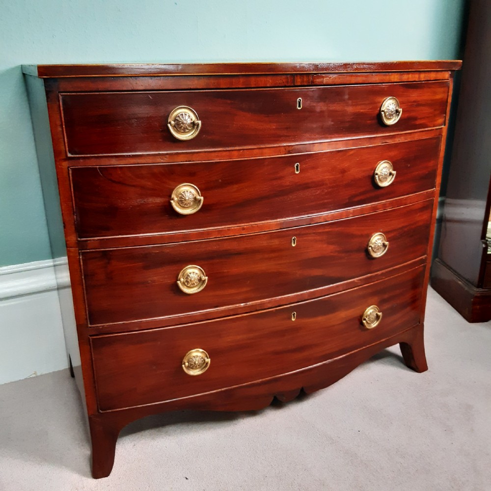 Superb small mahogany bow front chest  of drawers 