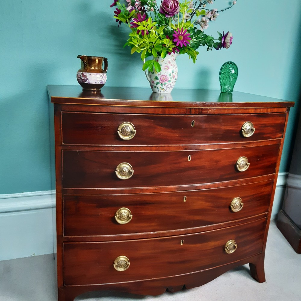 Superb small mahogany bow front chest  of drawers  View II