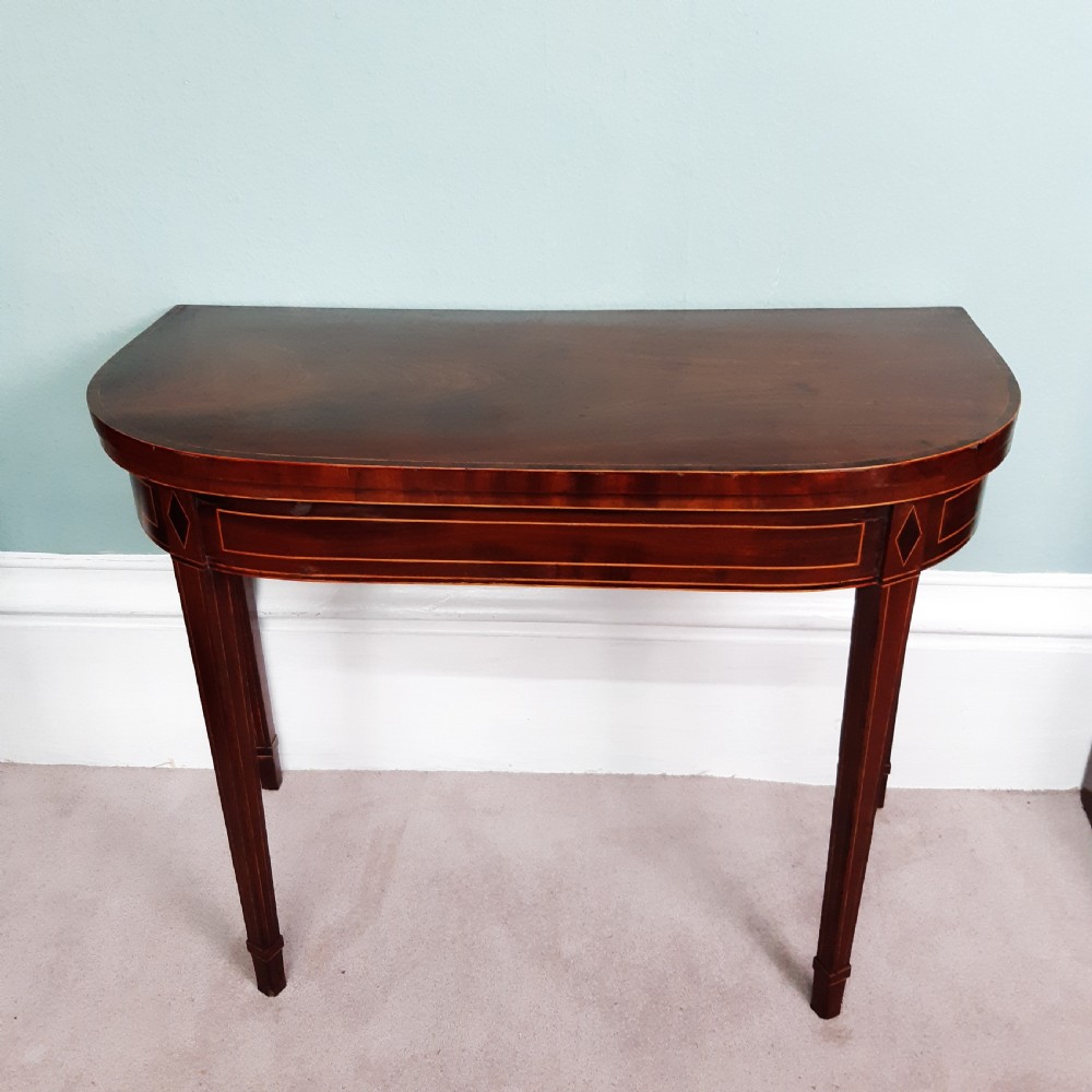 Georgian mahogany inlaid card  table 
