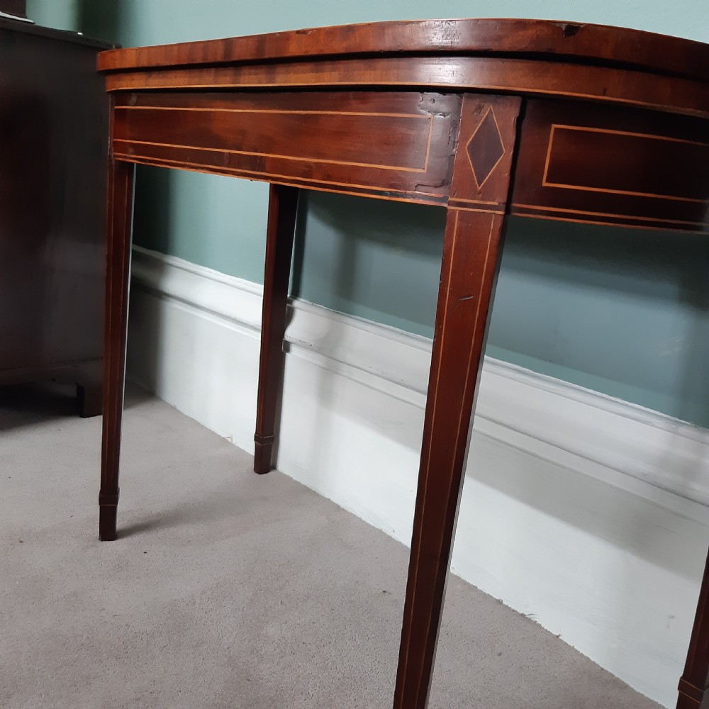Georgian mahogany inlaid card  table  View II