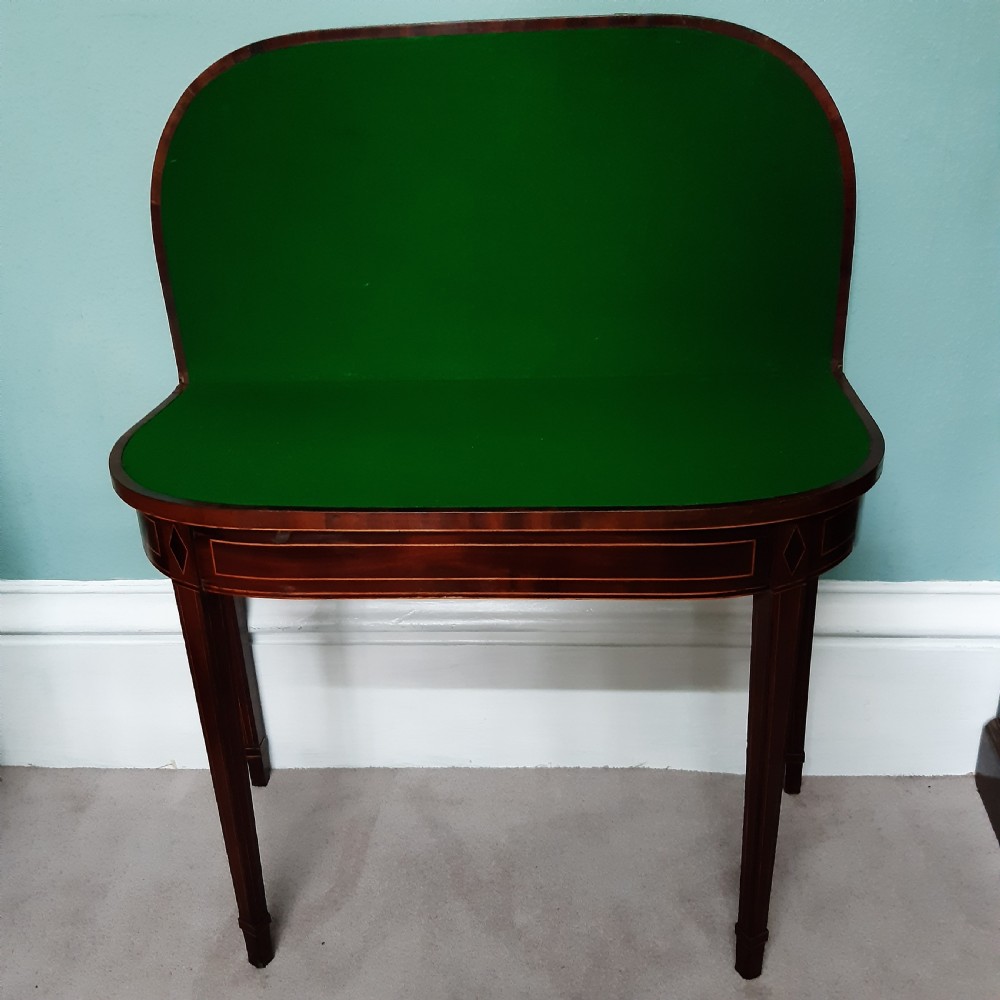 Georgian mahogany inlaid card  table  View III