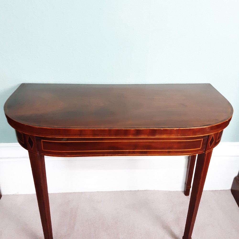 Georgian mahogany inlaid card  table  View IV