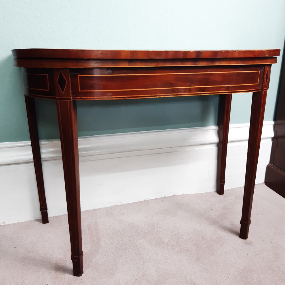 Georgian mahogany inlaid card  table  View V