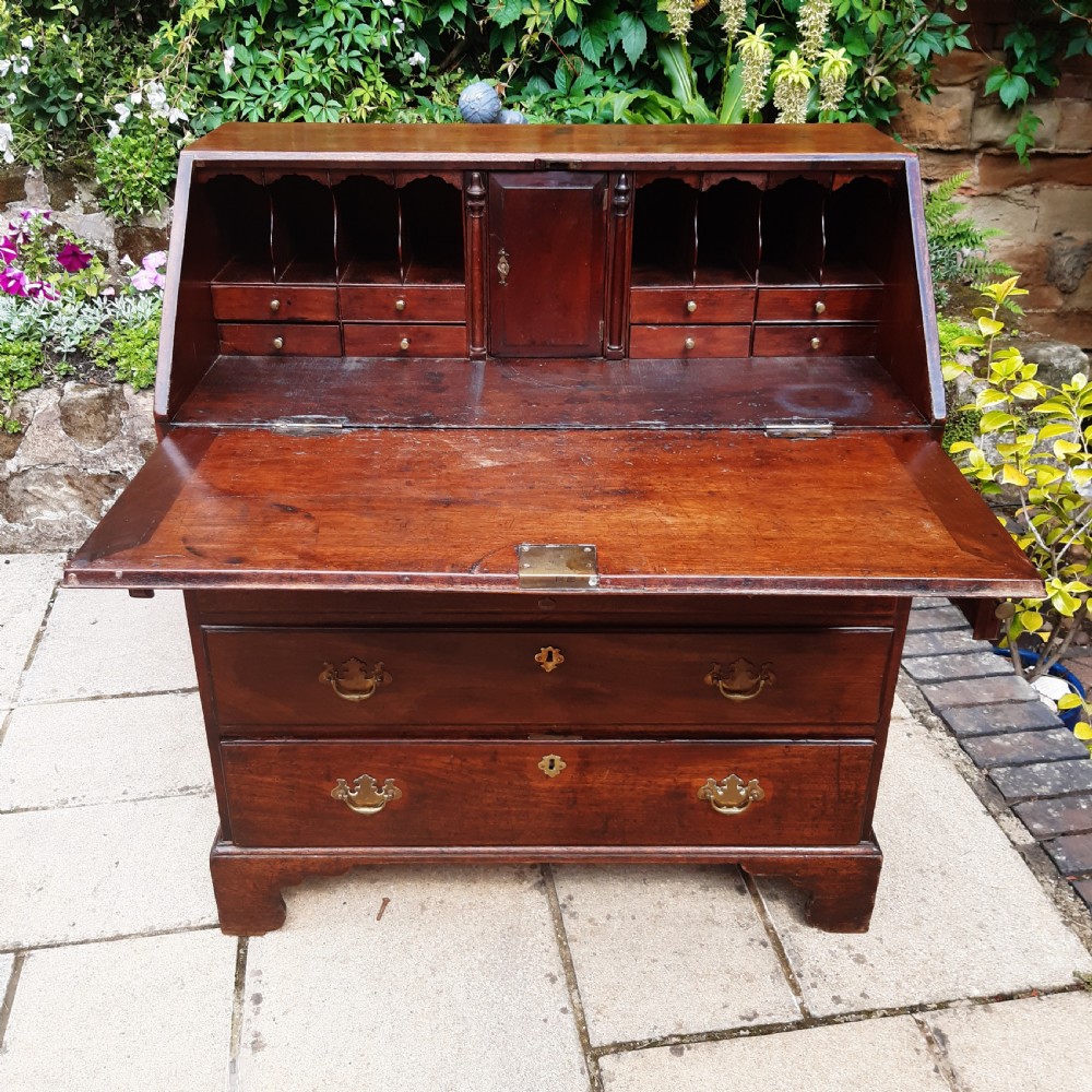 Early Georgian mahogany bureau writing desk View III