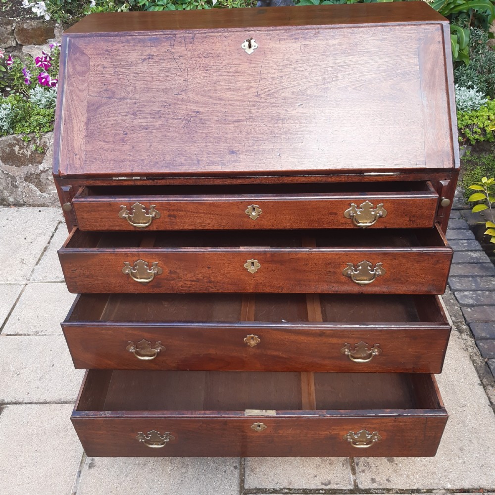 Early Georgian mahogany bureau writing desk View IV