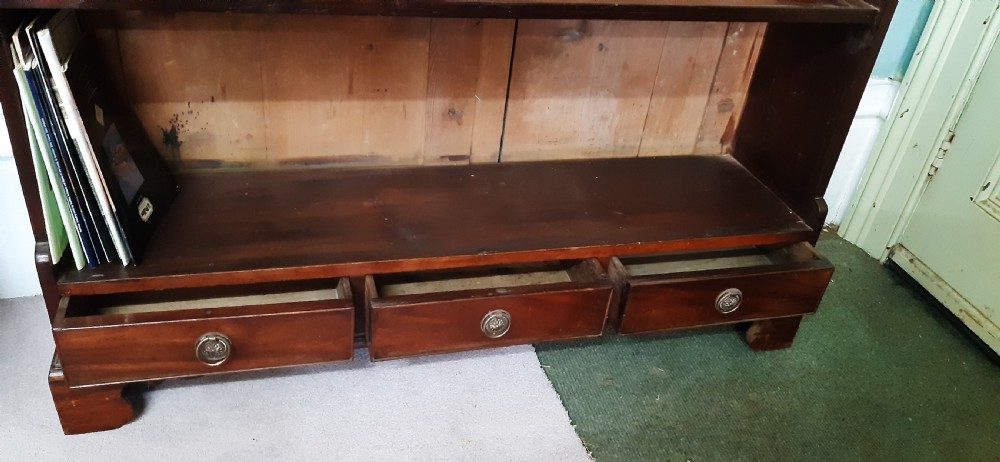 Mahogany waterfall open bookcase  View II