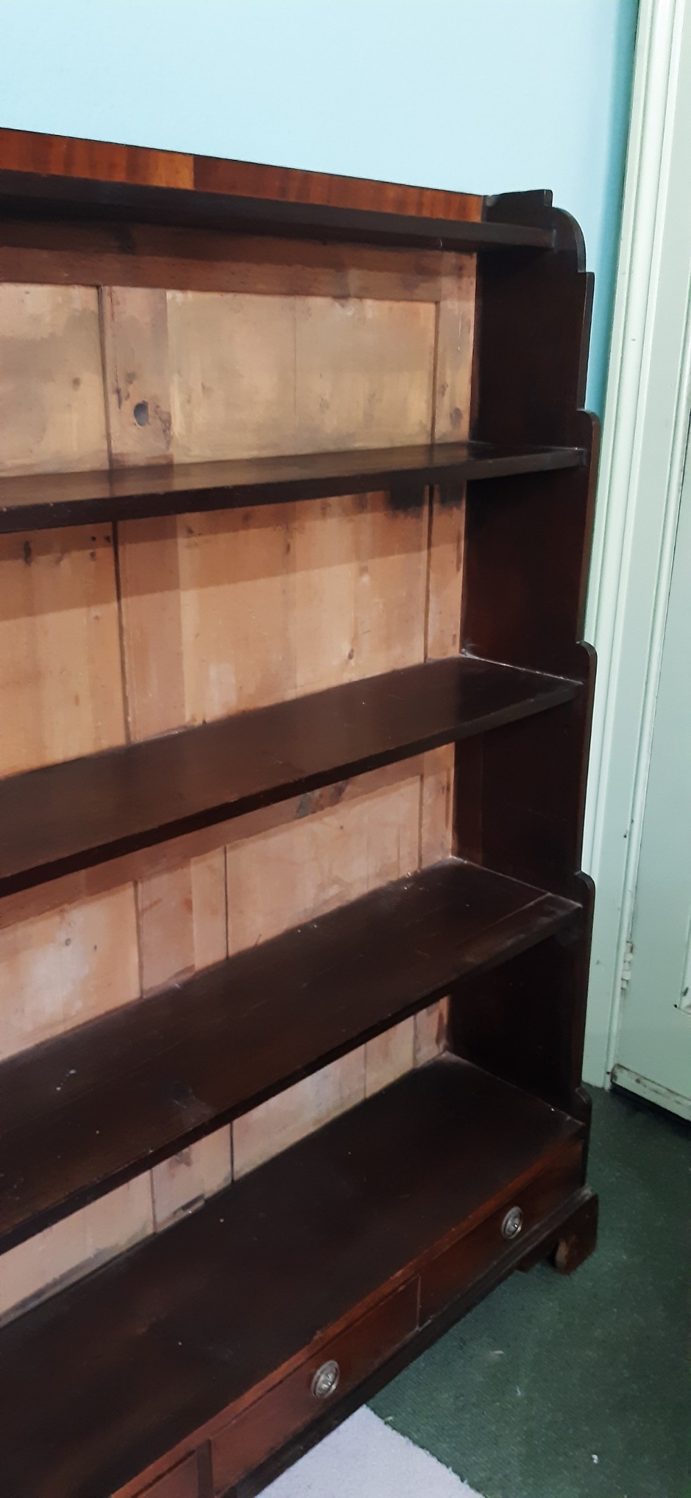 Mahogany waterfall open bookcase  View III