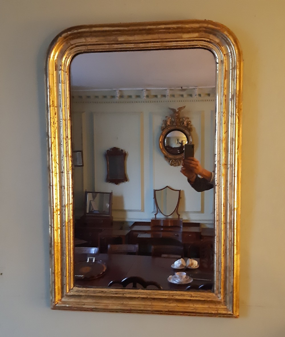 19th century gilt or Giltwood wall mirror overmantle 