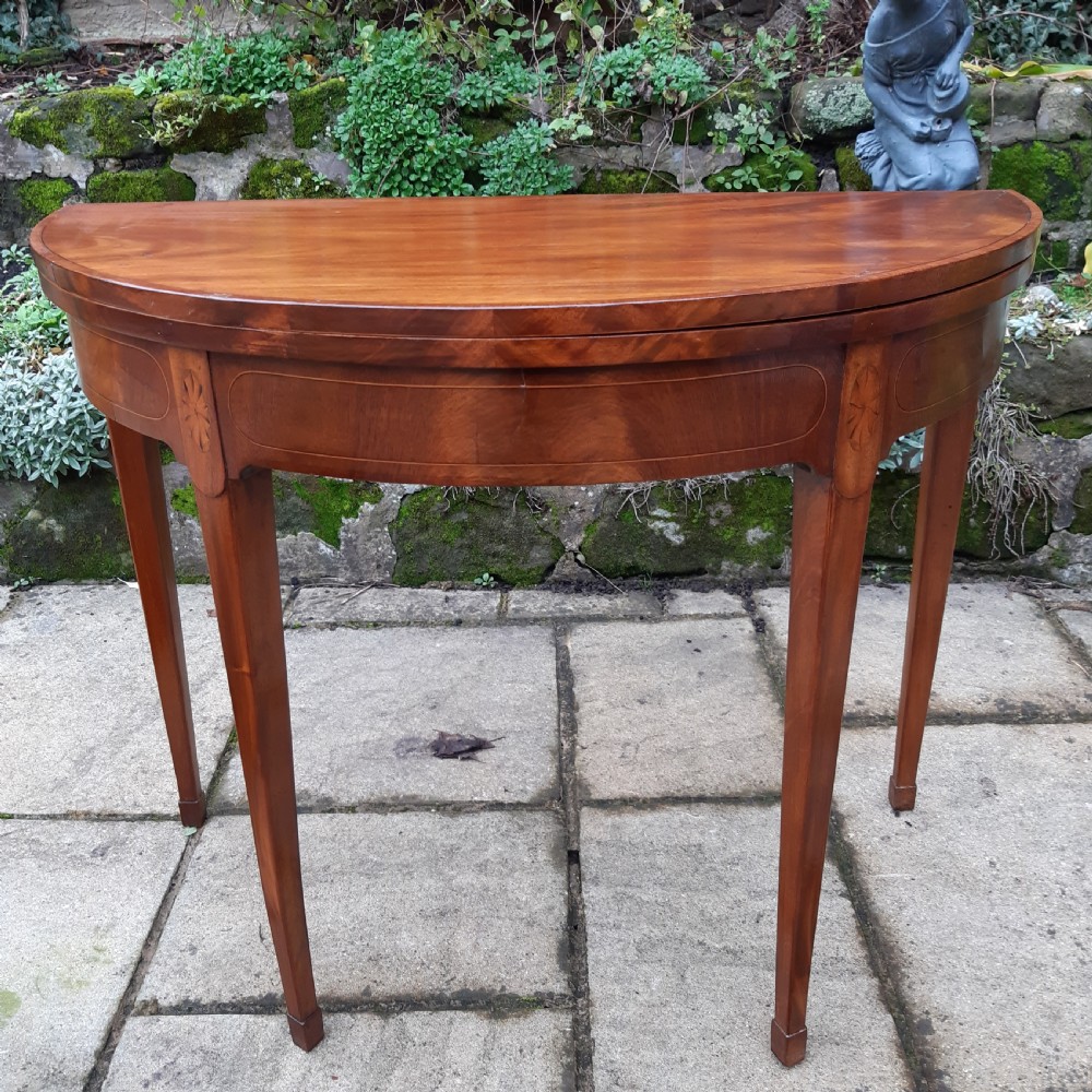 Georgian demi lune inlaid card table