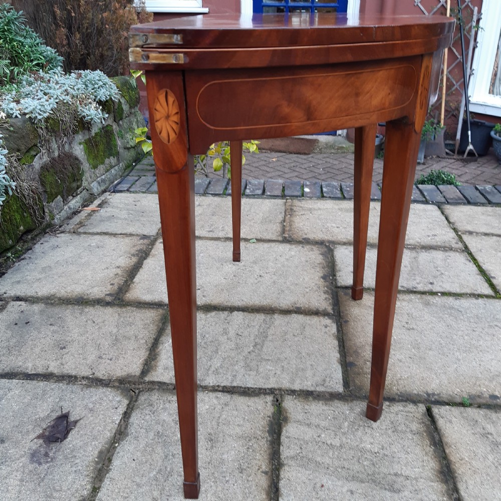 Georgian demi lune inlaid card table View III