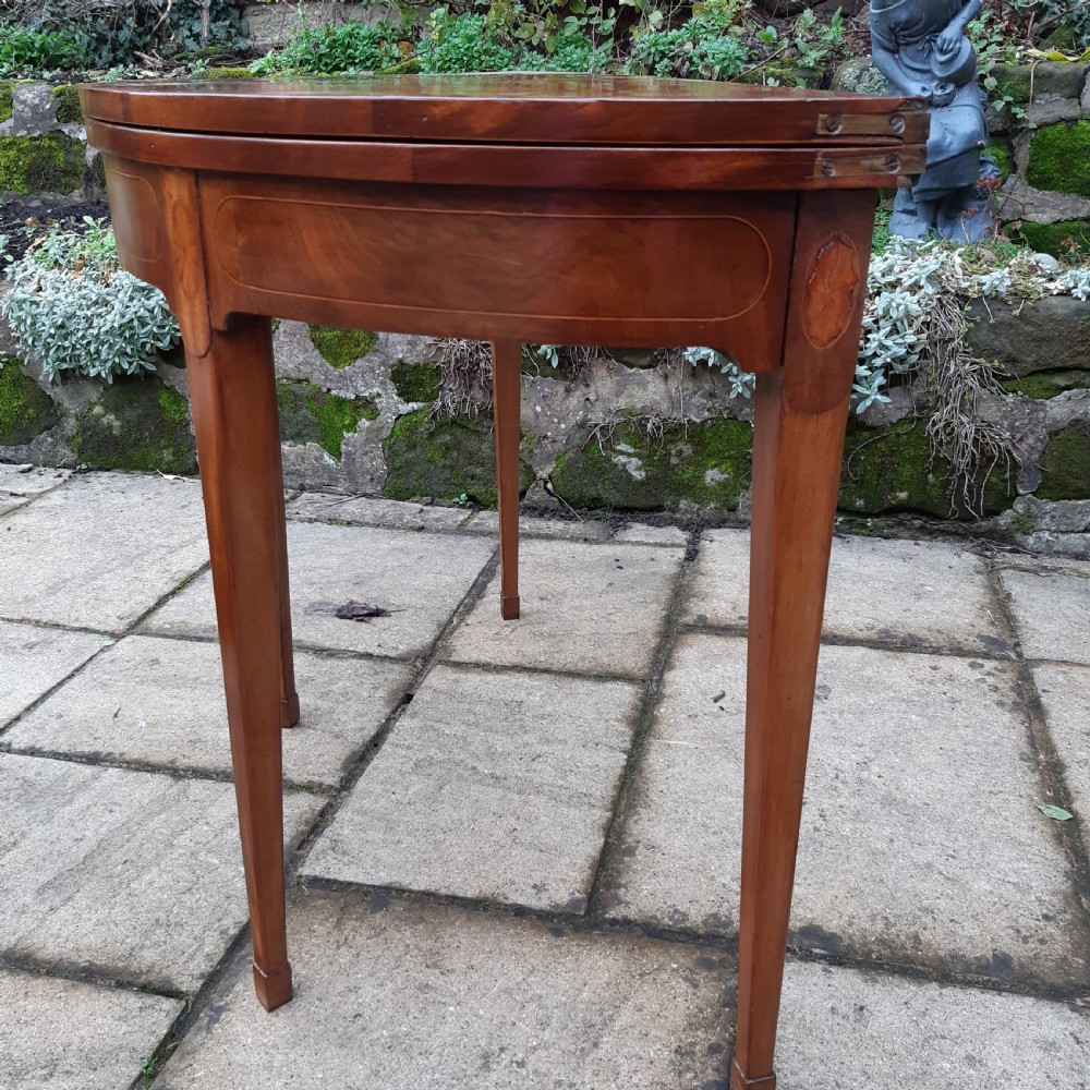 Georgian demi lune inlaid card table View IV