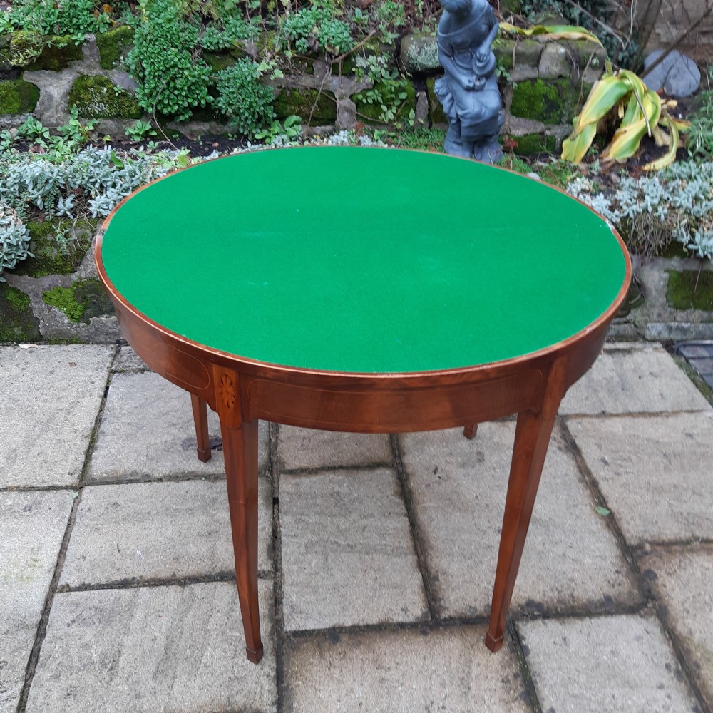 Georgian demi lune inlaid card table View V