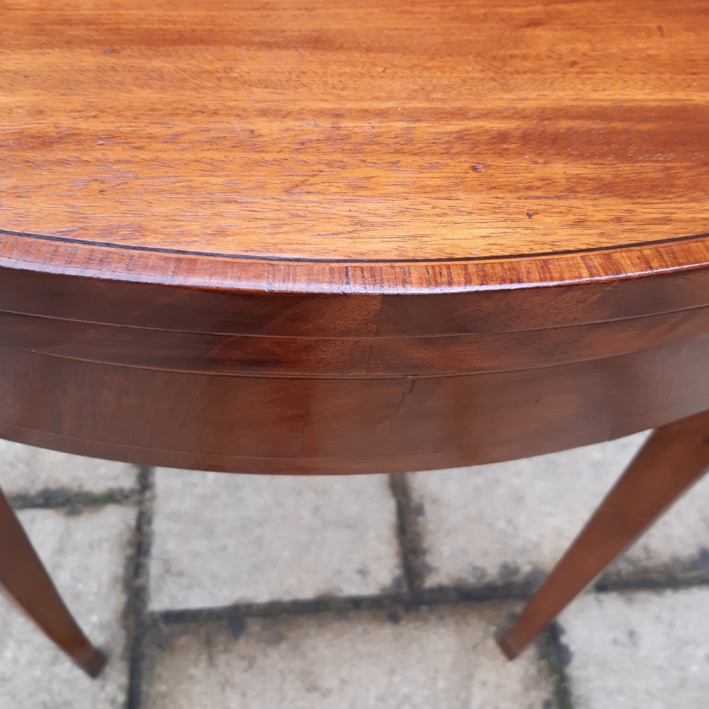 Georgian demi lune inlaid card table View VI