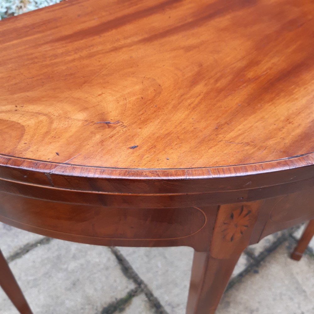 Georgian demi lune inlaid card table View VII