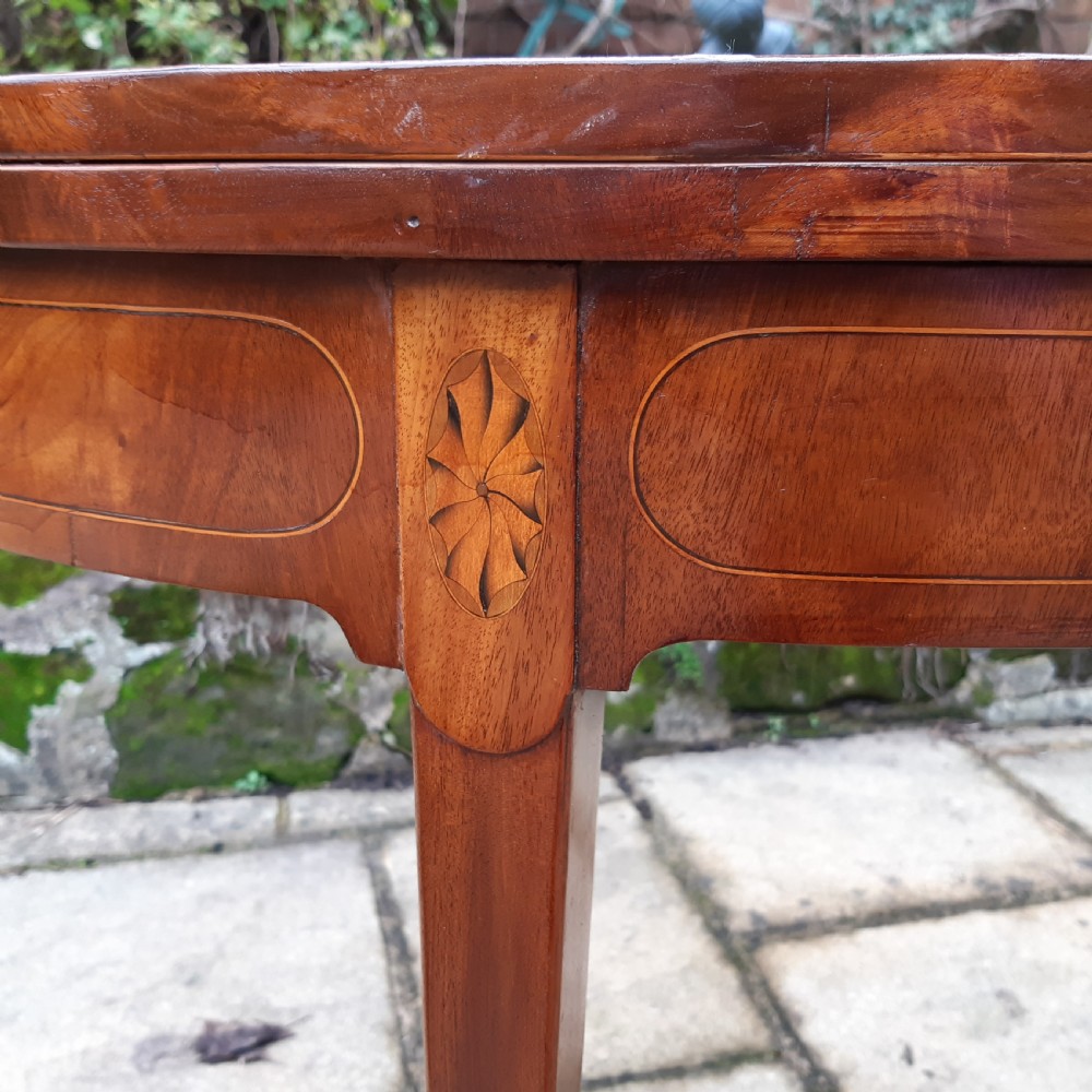Georgian demi lune inlaid card table View VIII