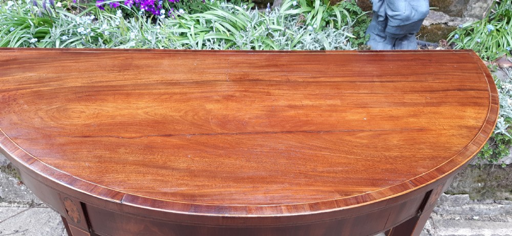 Georgian demi lune mahogany table  View II