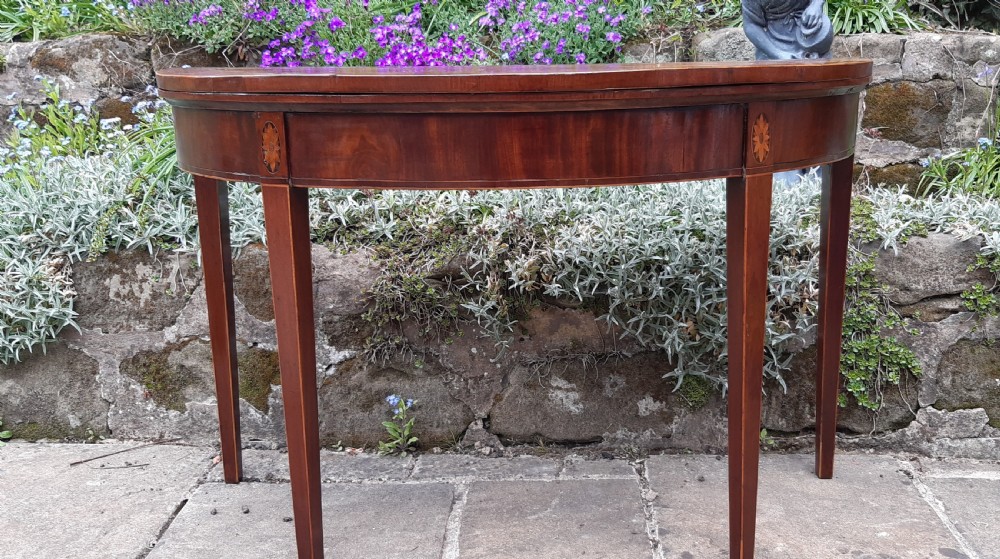 Georgian demi lune mahogany table  View III