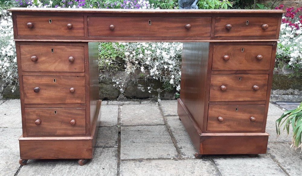 Victorian mahogany pedestal desk View VI
