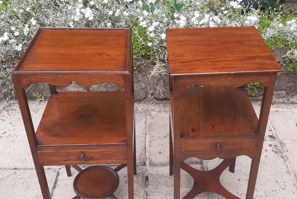 Matched pair Georgian bedside tables  View VI